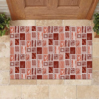 Vintage Aloha Block Quilt Rubber Doormat Red Inspired Lei Motifs LT9 Red - Polynesian Pride