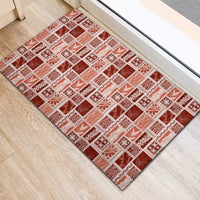 Vintage Aloha Block Quilt Rubber Doormat Red Inspired Lei Motifs LT9 - Polynesian Pride