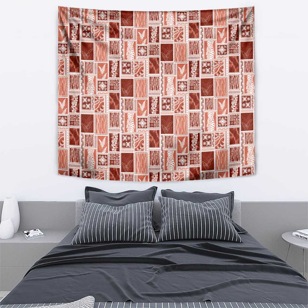 Vintage Aloha Block Quilt Tapestry Red Inspired Lei Motifs LT9 - Polynesian Pride