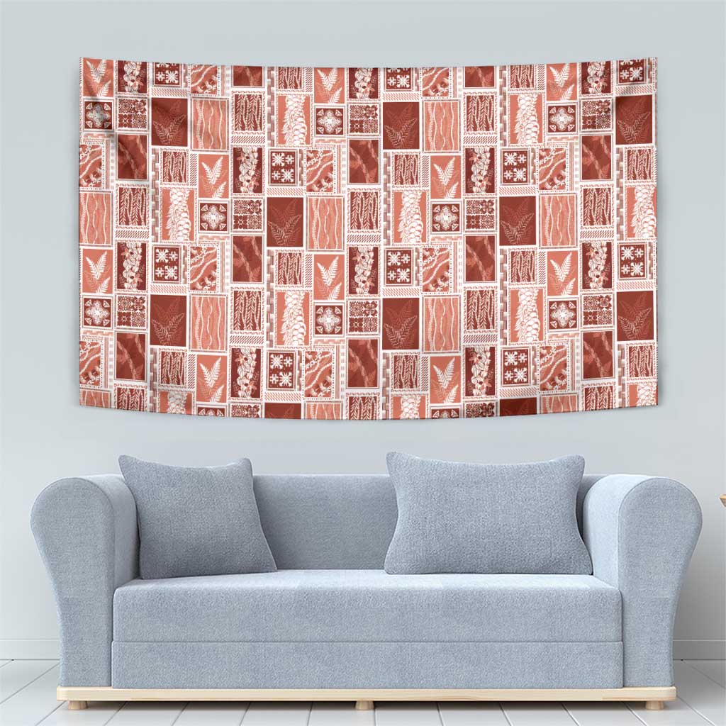 Vintage Aloha Block Quilt Tapestry Red Inspired Lei Motifs LT9 - Polynesian Pride