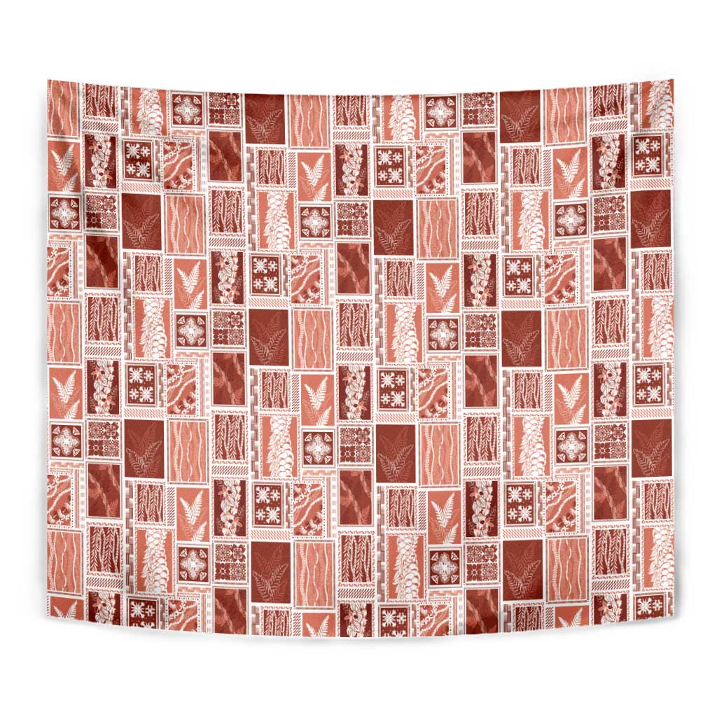 Vintage Aloha Block Quilt Tapestry Red Inspired Lei Motifs LT9 - Polynesian Pride