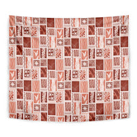 Vintage Aloha Block Quilt Tapestry Red Inspired Lei Motifs LT9 - Polynesian Pride