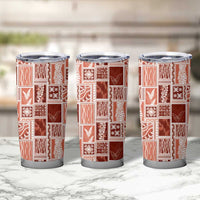 Vintage Aloha Block Quilt Tumbler Cup Red Inspired Lei Motifs - Polynesian Pride