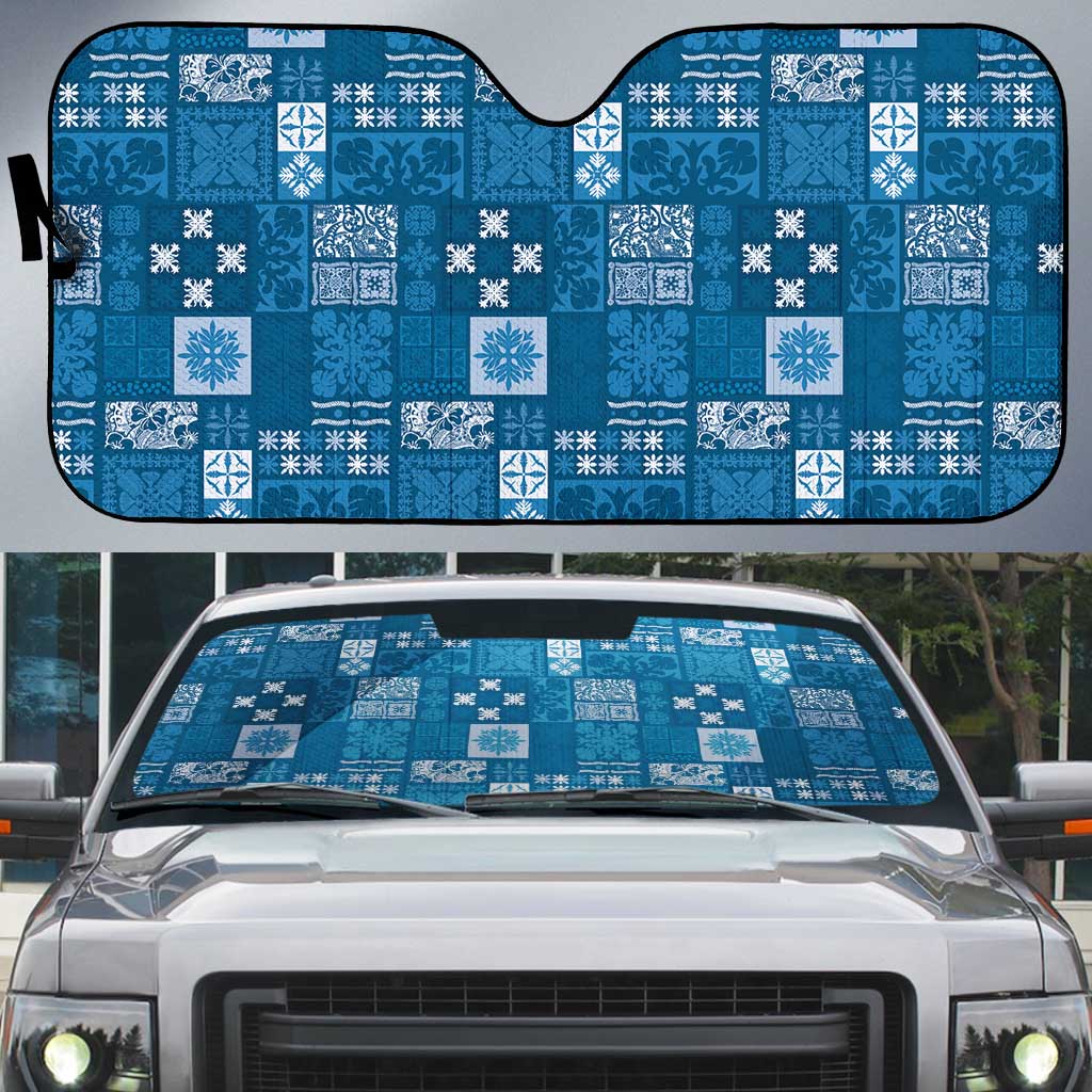 Vintage Hawaiian Quilting Patterns Auto Sun Shade Blue Style Tribal Fabric Patchwork - Polynesian Pride