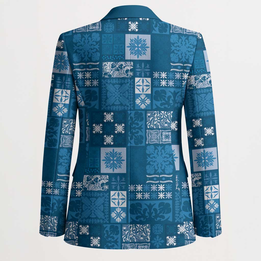 Vintage Hawaiian Quilting Patterns Blazer Blue Style Tribal Fabric Patchwork - Polynesian Pride