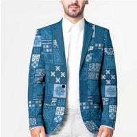 Vintage Hawaiian Quilting Patterns Blazer Blue Style Tribal Fabric Patchwork - Polynesian Pride