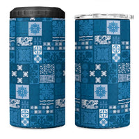 Vintage Hawaiian Quilting Patterns 4 in 1 Can Cooler Tumbler Blue Style Tribal Fabric Patchwork - Polynesian Pride