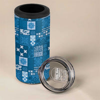 Vintage Hawaiian Quilting Patterns 4 in 1 Can Cooler Tumbler Blue Style Tribal Fabric Patchwork - Polynesian Pride
