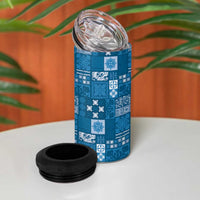 Vintage Hawaiian Quilting Patterns 4 in 1 Can Cooler Tumbler Blue Style Tribal Fabric Patchwork - Polynesian Pride