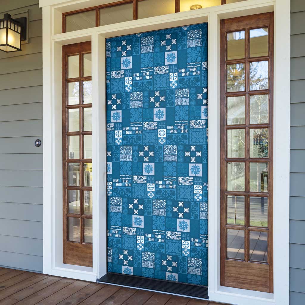 Vintage Hawaiian Quilting Patterns Door Cover Blue Style Tribal Fabric Patchwork - Polynesian Pride