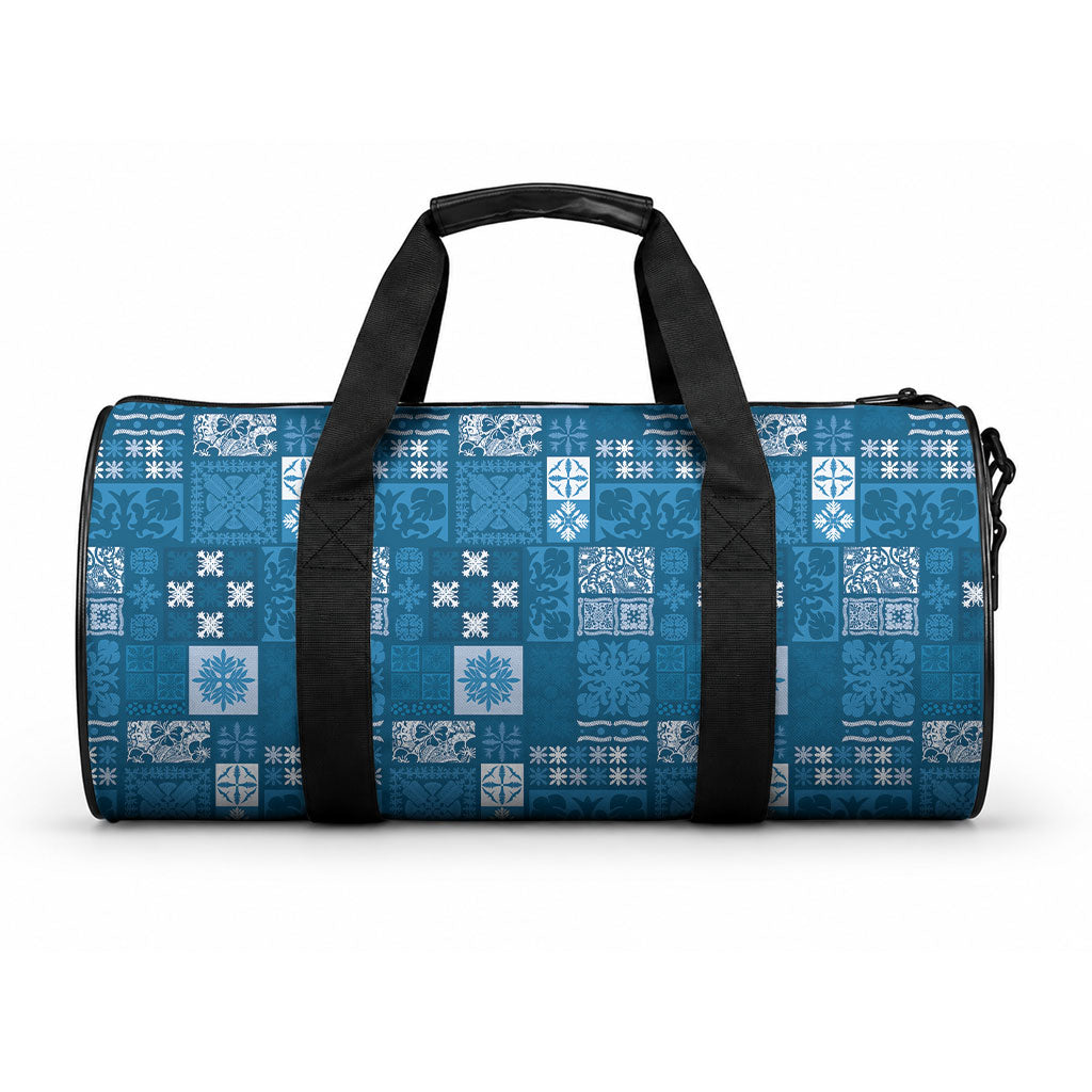 Vintage Hawaiian Quilting Patterns Duffle Bag Blue Style Tribal Fabric Patchwork LT9 One size Blue - Polynesian Pride