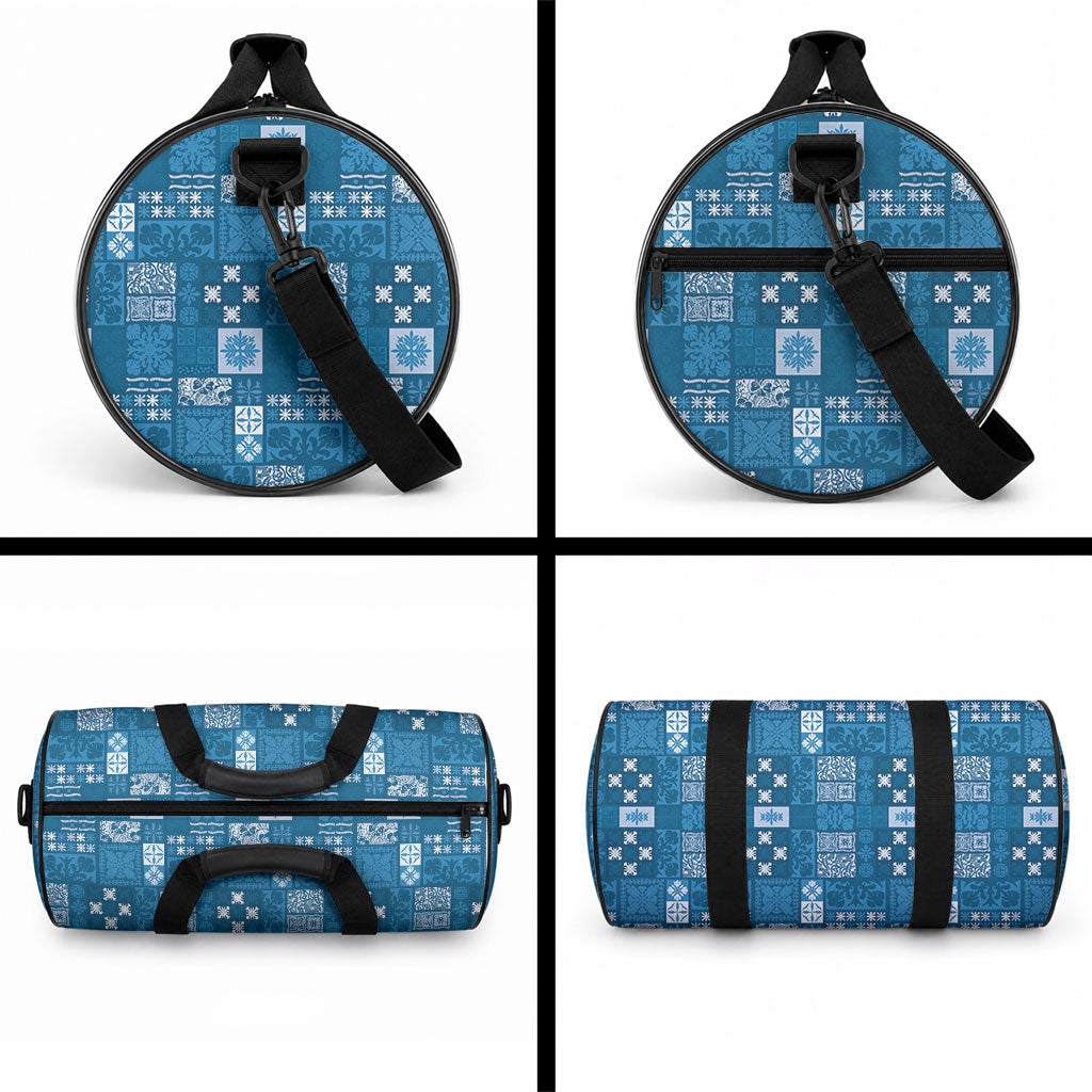 Vintage Hawaiian Quilting Patterns Duffle Bag Blue Style Tribal Fabric Patchwork LT9 - Polynesian Pride