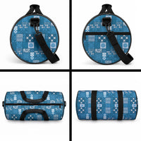 Vintage Hawaiian Quilting Patterns Duffle Bag Blue Style Tribal Fabric Patchwork LT9 - Polynesian Pride