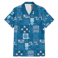 Vintage Hawaiian Quilting Patterns Family Matching Mermaid Dress and Hawaiian Shirt Blue Style Tribal Fabric Patchwork - Polynesian Pride