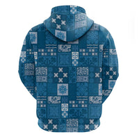 Vintage Hawaiian Quilting Patterns Hoodie Blue Style Tribal Fabric Patchwork - Polynesian Pride