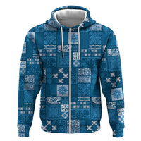 Vintage Hawaiian Quilting Patterns Hoodie Blue Style Tribal Fabric Patchwork - Polynesian Pride