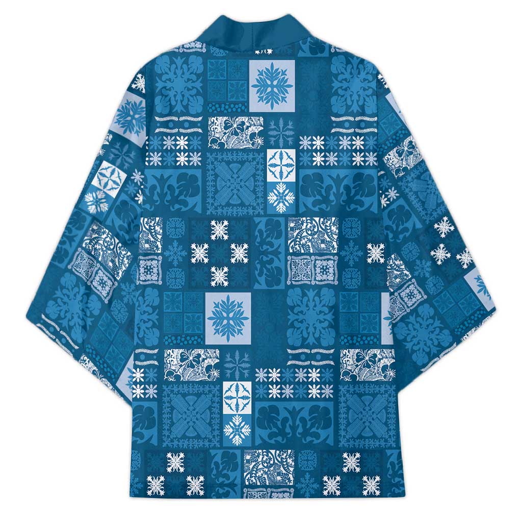 Vintage Hawaiian Quilting Patterns Kimono Blue Style Tribal Fabric Patchwork - Polynesian Pride