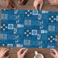 Vintage Hawaiian Quilting Patterns Puzzle Blue Style Tribal Fabric Patchwork - Polynesian Pride