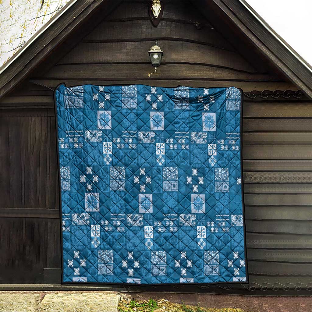 Vintage Hawaiian Quilting Patterns Quilt Blue Style Tribal Fabric Patchwork - Polynesian Pride