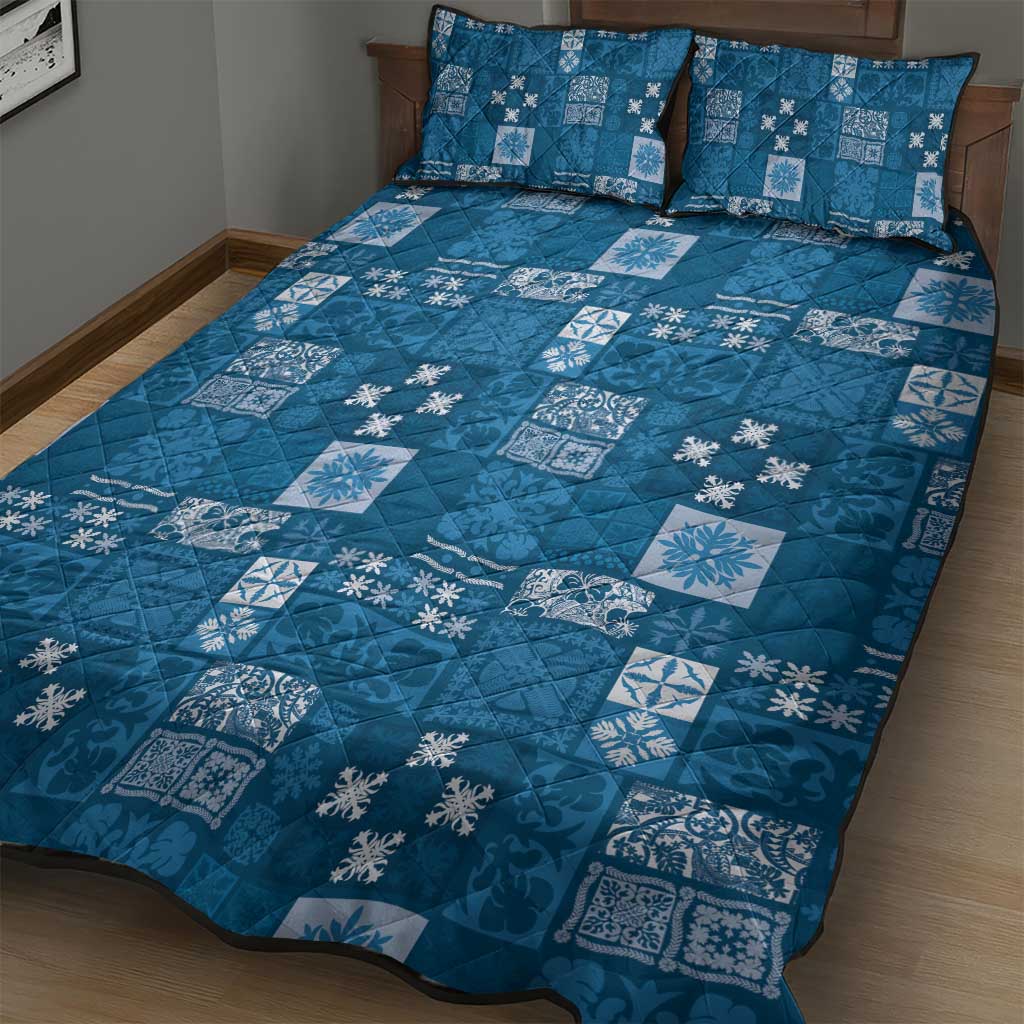 Vintage Hawaiian Quilting Patterns Quilt Bed Set Blue Style Tribal Fabric Patchwork - Polynesian Pride