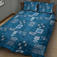 Vintage Hawaiian Quilting Patterns Quilt Bed Set Blue Style Tribal Fabric Patchwork - Polynesian Pride
