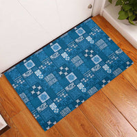 Vintage Hawaiian Quilting Patterns Rubber Doormat Blue Style Tribal Fabric Patchwork - Polynesian Pride