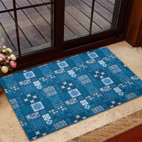 Vintage Hawaiian Quilting Patterns Rubber Doormat Blue Style Tribal Fabric Patchwork - Polynesian Pride