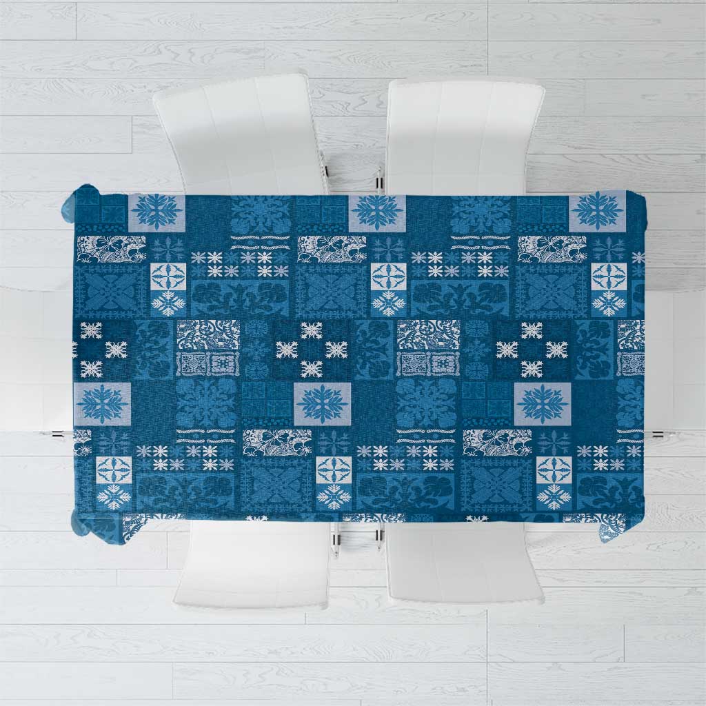 Vintage Hawaiian Quilting Patterns Tablecloth Blue Style Tribal Fabric Patchwork - Polynesian Pride