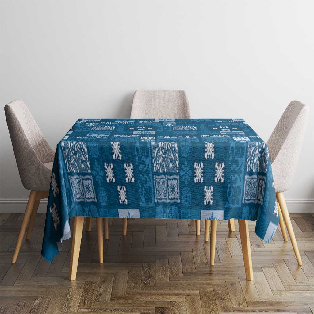 Vintage Hawaiian Quilting Patterns Tablecloth Blue Style Tribal Fabric Patchwork - Polynesian Pride