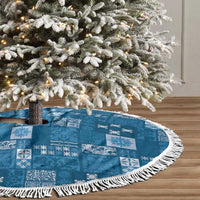 Vintage Hawaiian Quilting Patterns Tree Skirt Blue Style Tribal Fabric Patchwork - Polynesian Pride