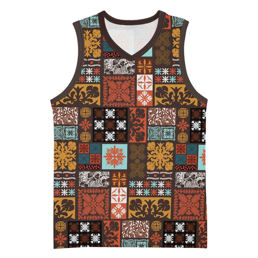Vintage Hawaiian Quilting Patterns Basketball Jersey Brown Style Tribal Fabric Patchwork - Polynesian Pride