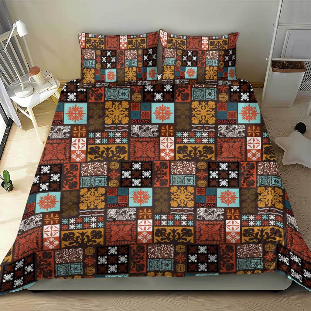 Vintage Hawaiian Quilting Patterns Bedding Set Brown Style Tribal Fabric Patchwork - Polynesian Pride