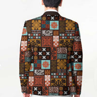 Vintage Hawaiian Quilting Patterns Blazer Brown Style Tribal Fabric Patchwork - Polynesian Pride