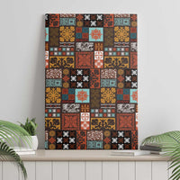 Vintage Hawaiian Quilting Patterns Canvas Wall Art Brown Style Tribal Fabric Patchwork - Polynesian Pride