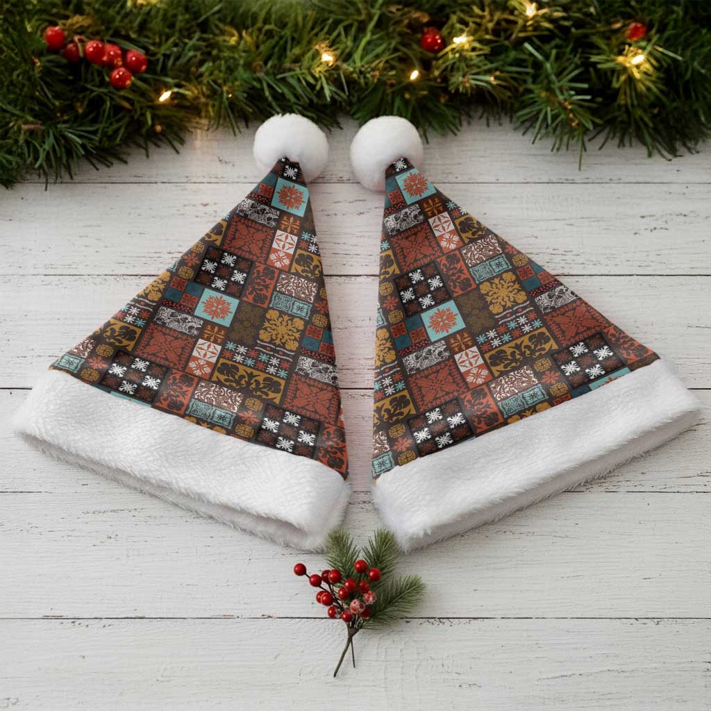 Vintage Hawaiian Quilting Patterns Christmas Santa Hat Brown Style Tribal Fabric Patchwork - Polynesian Pride