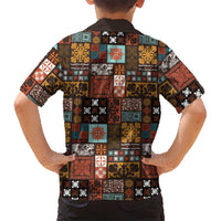 Vintage Hawaiian Quilting Patterns Family Matching Puletasi and Hawaiian Shirt Brown Style Tribal Fabric Patchwork LT9 - Polynesian Pride