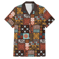 Vintage Hawaiian Quilting Patterns Family Matching Puletasi and Hawaiian Shirt Brown Style Tribal Fabric Patchwork LT9 Dad's Shirt - Short Sleeve Brown - Polynesian Pride