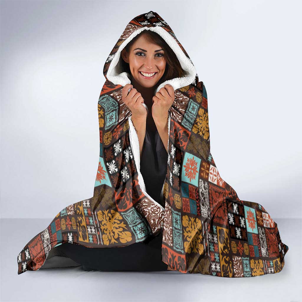 Vintage Hawaiian Quilting Patterns Hooded Blanket Brown Style Tribal Fabric Patchwork - Polynesian Pride