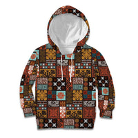 Vintage Hawaiian Quilting Patterns Kid Hoodie Brown Style Tribal Fabric Patchwork - Polynesian Pride