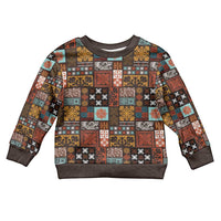 Vintage Hawaiian Quilting Patterns Kid Ugly Christmas Sweater Brown Style Tribal Fabric Patchwork - Polynesian Pride