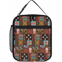 Vintage Hawaiian Quilting Patterns Lunch Bag Brown Style Tribal Fabric Patchwork LT9 10.2 × 8.3 × 4.3 inch Brown - Polynesian Pride