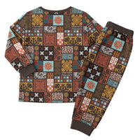 Vintage Hawaiian Quilting Patterns Christmas Pajama Set Brown Style Tribal Fabric Patchwork - Polynesian Pride