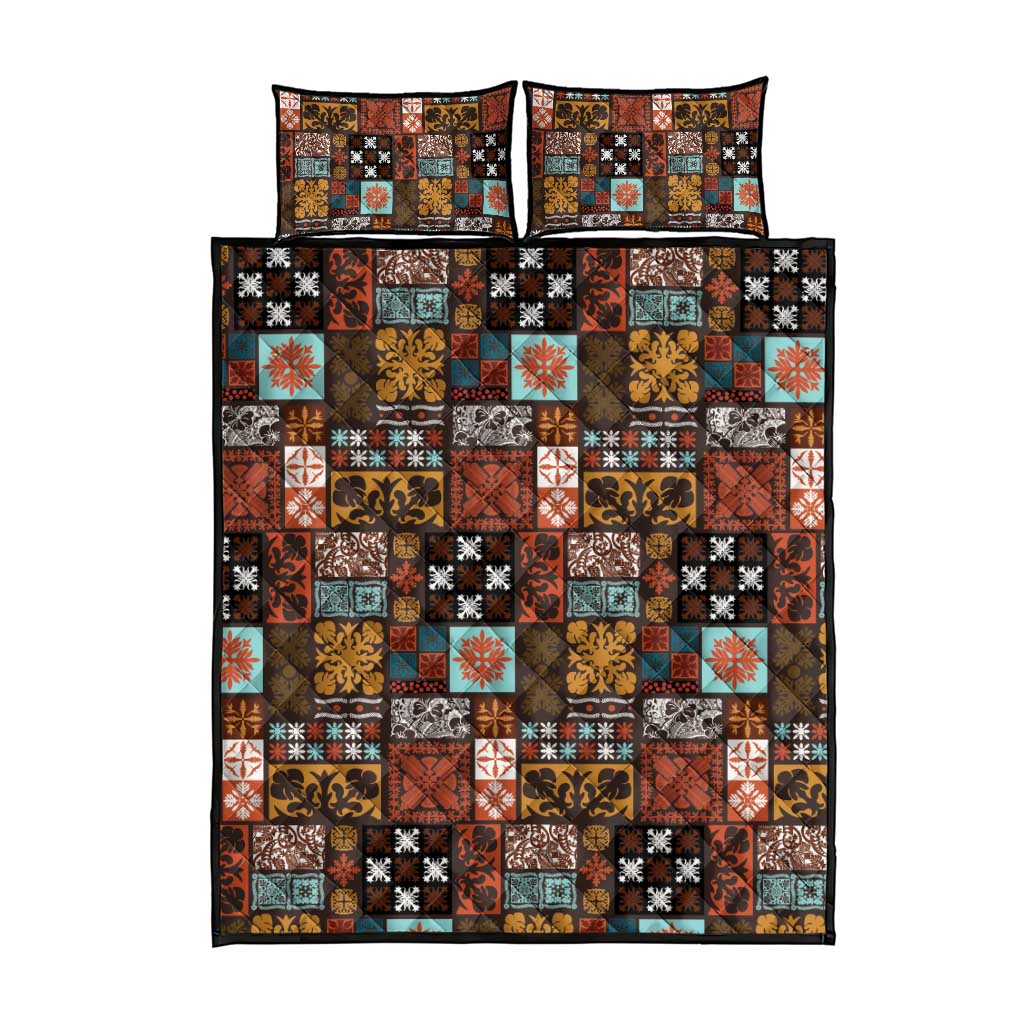 Vintage Hawaiian Quilting Patterns Quilt Bed Set Brown Style Tribal Fabric Patchwork - Polynesian Pride
