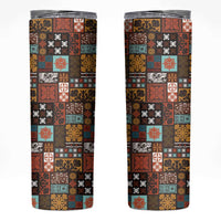 Vintage Hawaiian Quilting Patterns Skinny Tumbler Brown Style Tribal Fabric Patchwork - Polynesian Pride