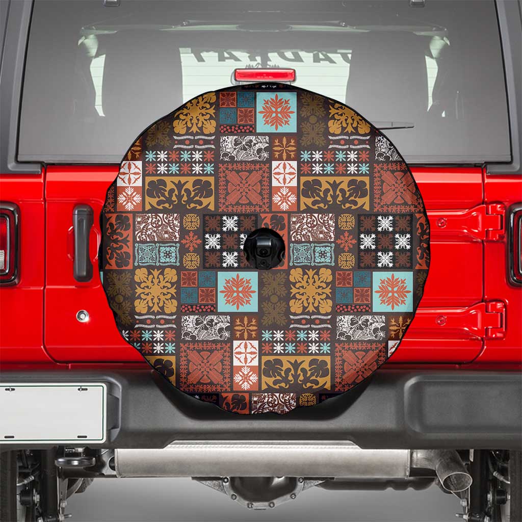 Vintage Hawaiian Quilting Patterns Spare Tire Cover Brown Style Tribal Fabric Patchwork - Polynesian Pride