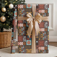 Vintage Hawaiian Quilting Patterns Wrapping Paper Brown Style Tribal Fabric Patchwork - Polynesian Pride