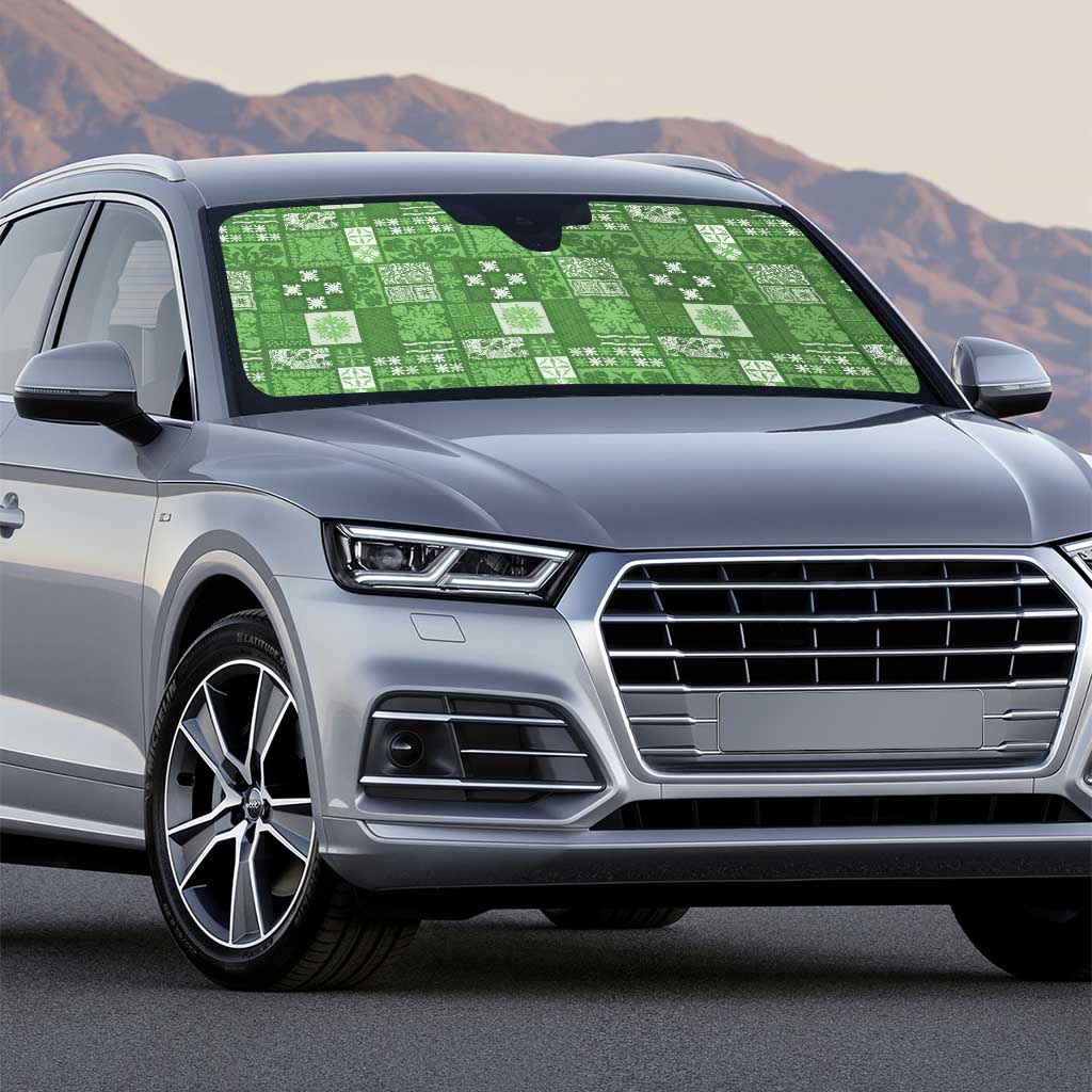 Vintage Hawaiian Quilting Patterns Auto Sun Shade Green Style Tribal Fabric Patchwork - Polynesian Pride