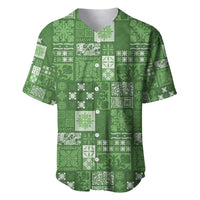 Vintage Hawaiian Quilting Patterns Baseball Jersey Green Style Tribal Fabric Patchwork - Polynesian Pride