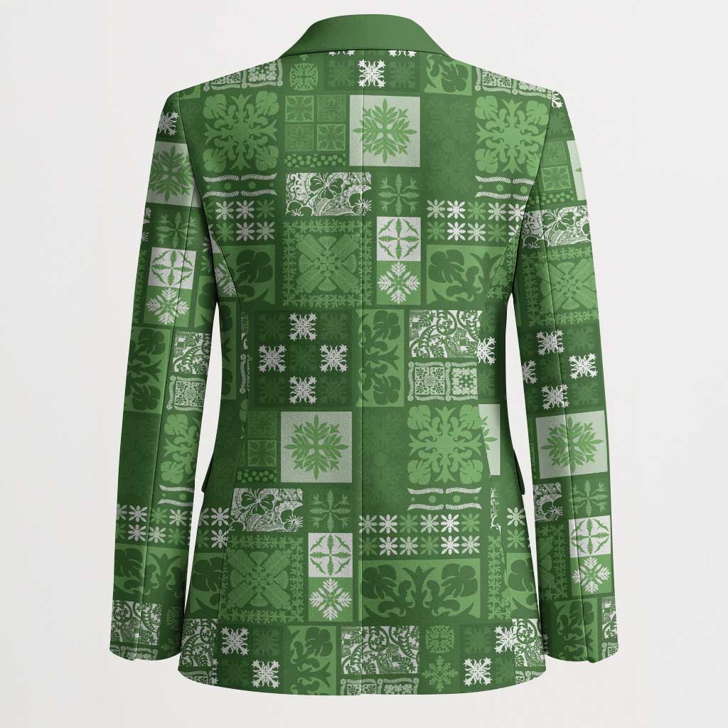 Vintage Hawaiian Quilting Patterns Blazer Green Style Tribal Fabric Patchwork - Polynesian Pride