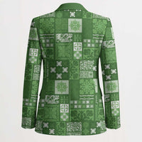 Vintage Hawaiian Quilting Patterns Blazer Green Style Tribal Fabric Patchwork - Polynesian Pride